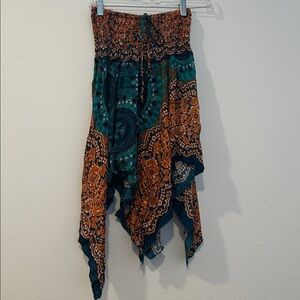Free People Asymmetrical Skirt in Teal and Orange